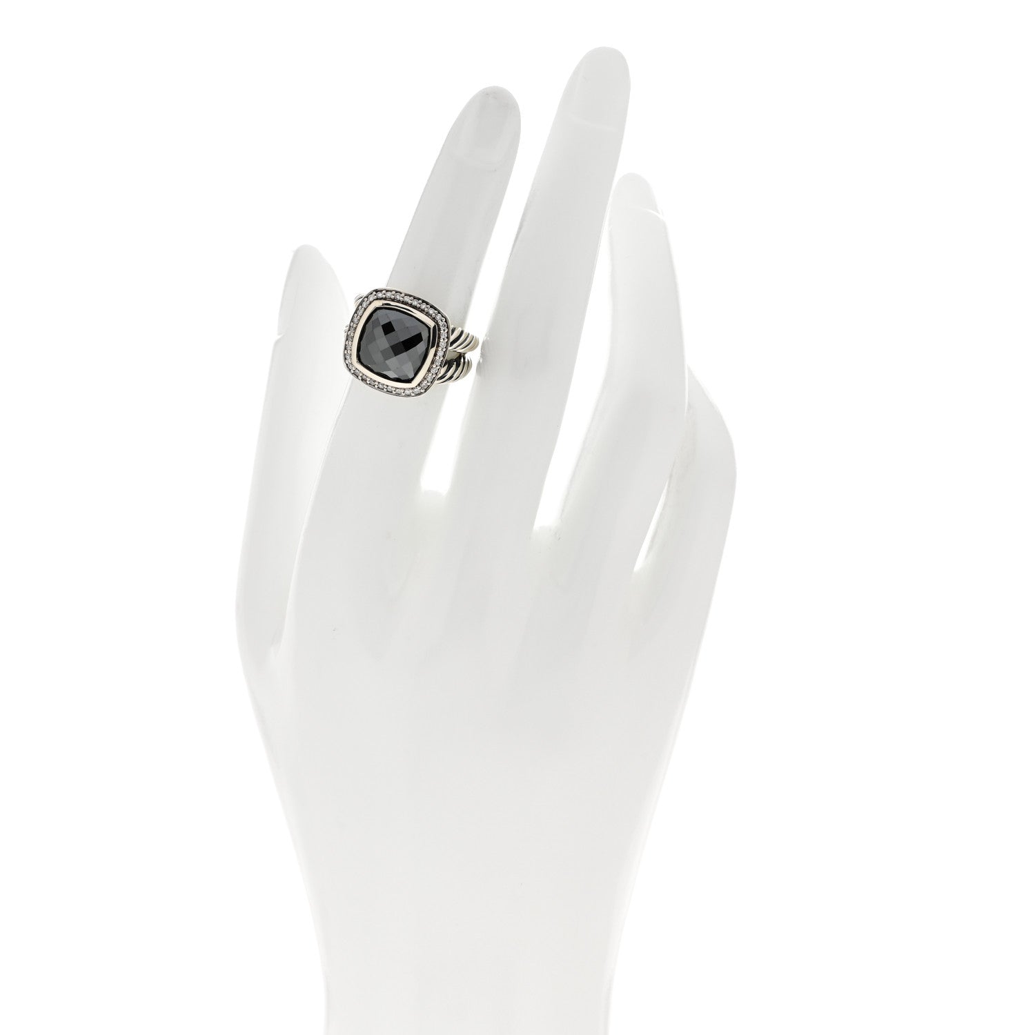 David Yurman Sterling Silver Diamond Hematine 11mm Albion Ring 50 5.5 2 of 3