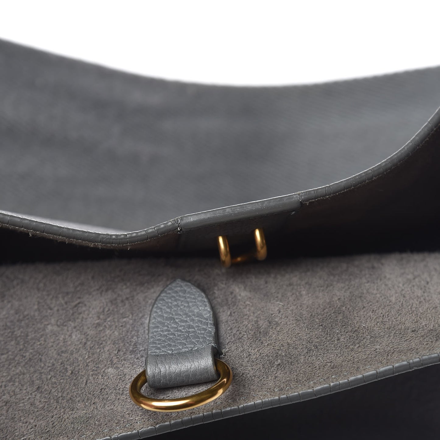 Soft Grained Calfskin Sangle Bucket Bag Storm