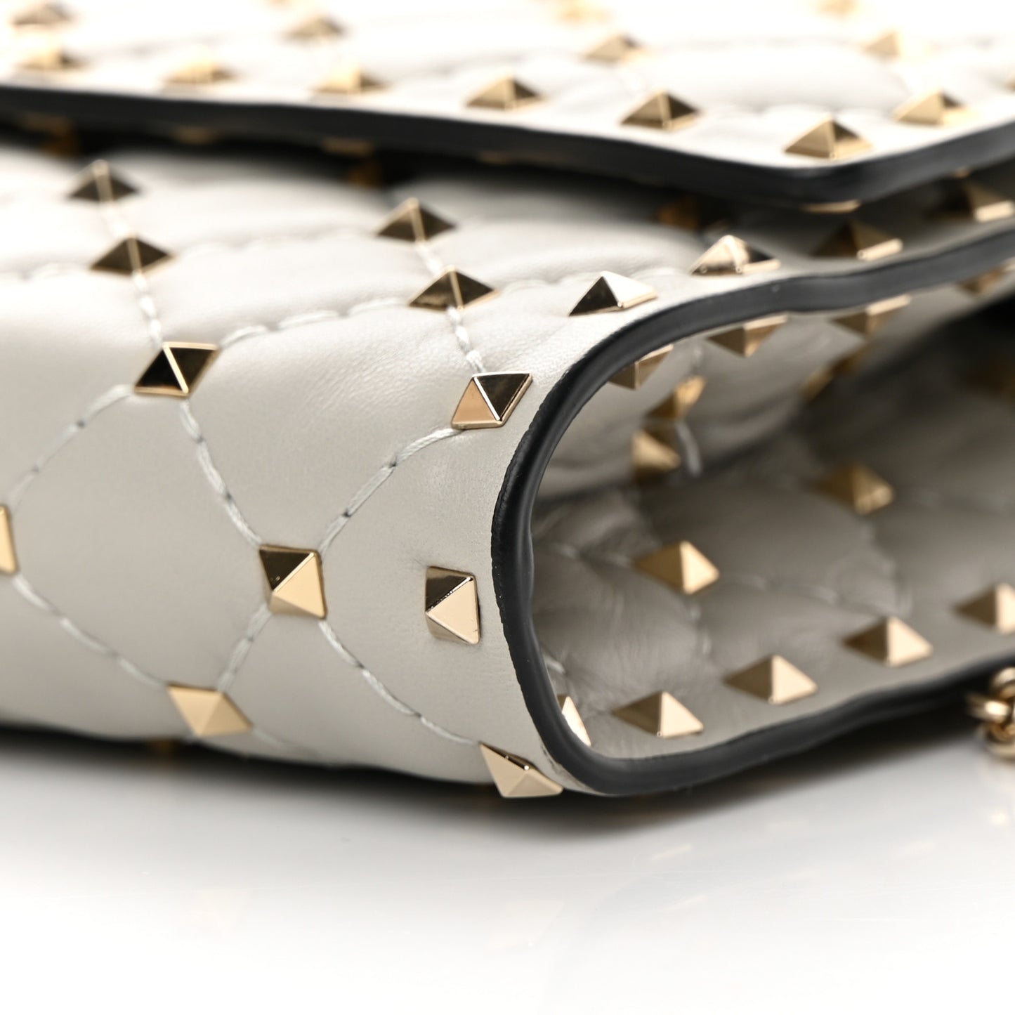 Nappa Rockstud Spike Wallet On Chain Opal Grey