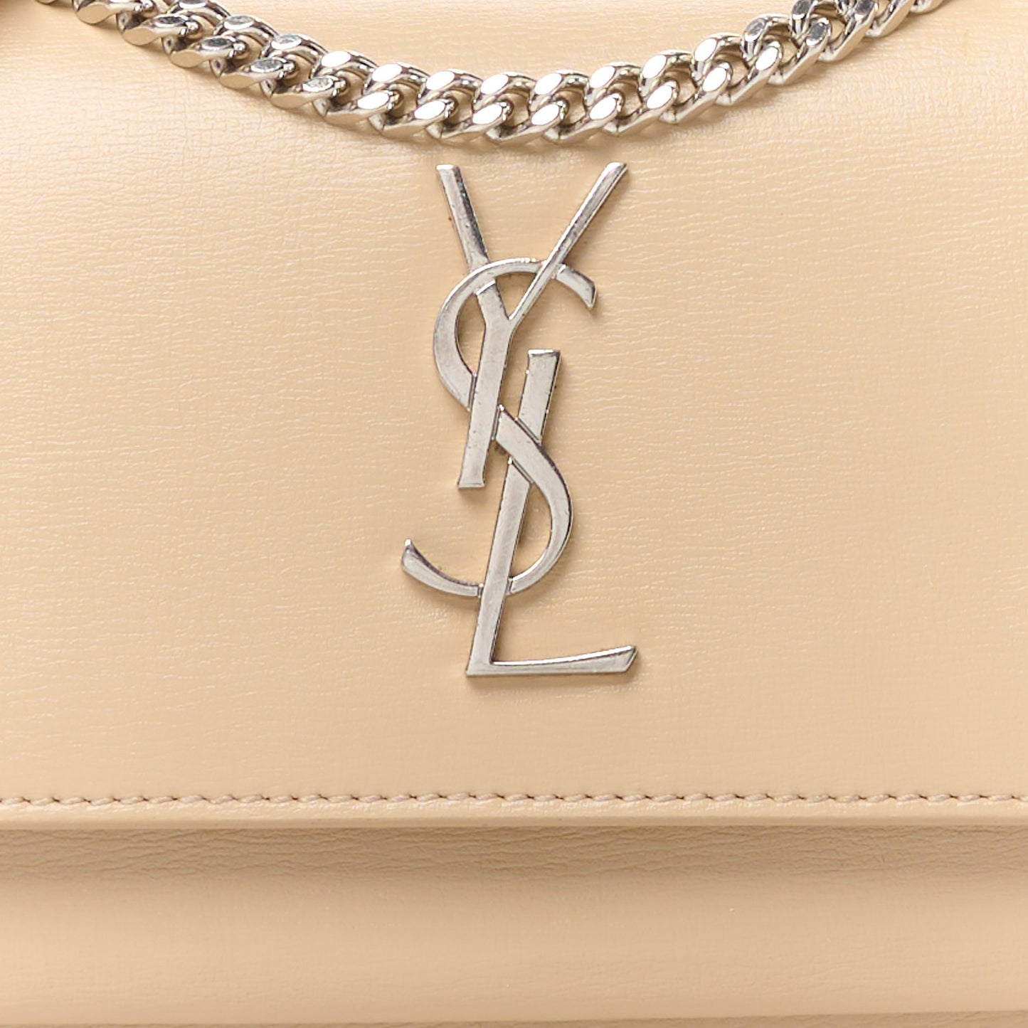 Calfskin Monogram Sunset Chain Wallet Nude Powder
