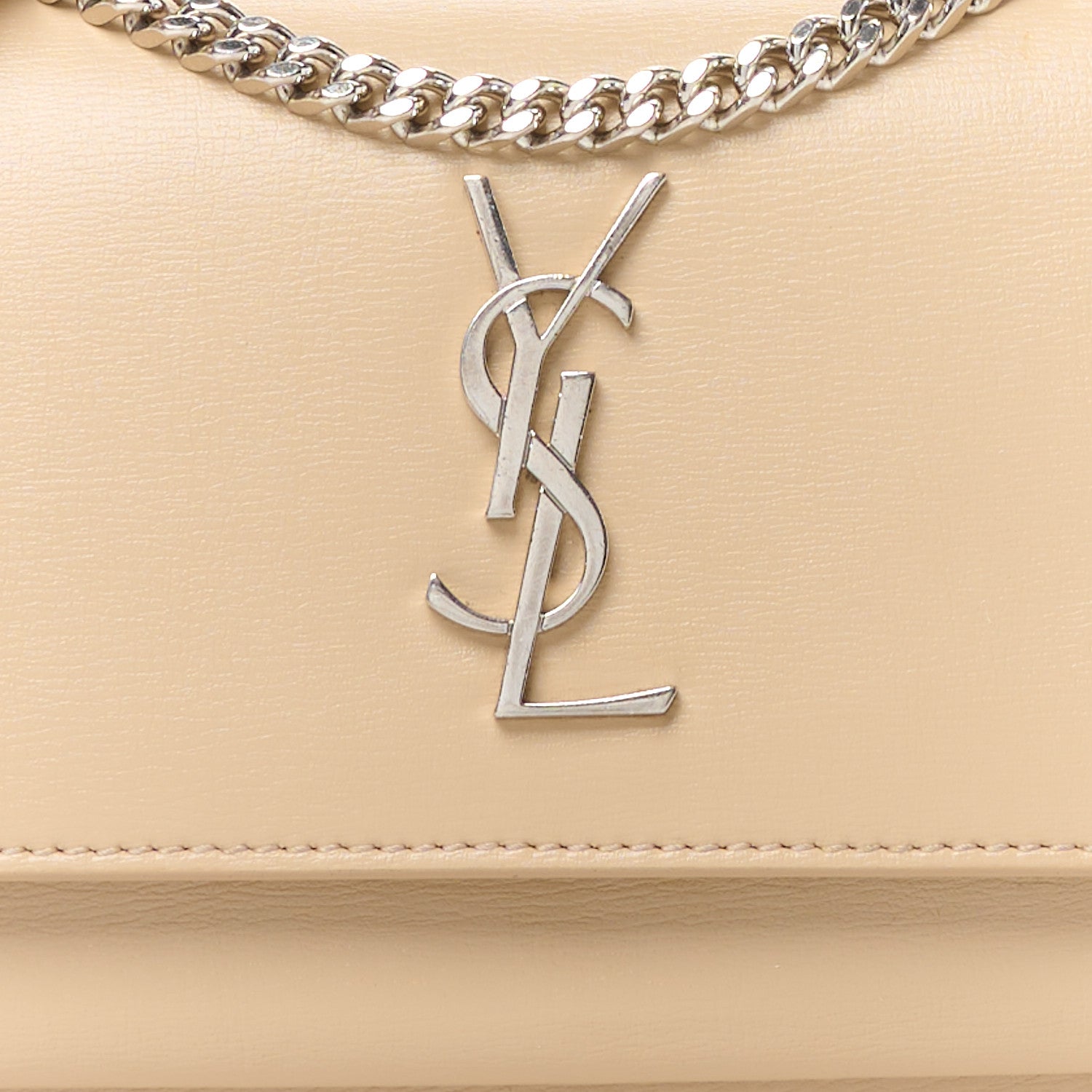 Saint Laurent Calfskin Monogram Sunset Chain Wallet Nude Powder 7 of 14
