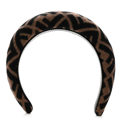 Fendi Wool Cashmere FF Logo Headband Tobacco 1 of 5