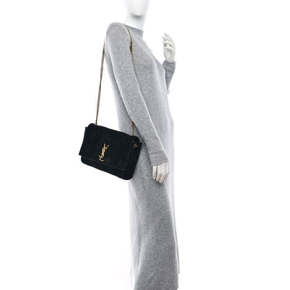 Saint Laurent Smooth Calfskin Suede Medium Reversible Monogram Kate Satchel Black 2 of 11