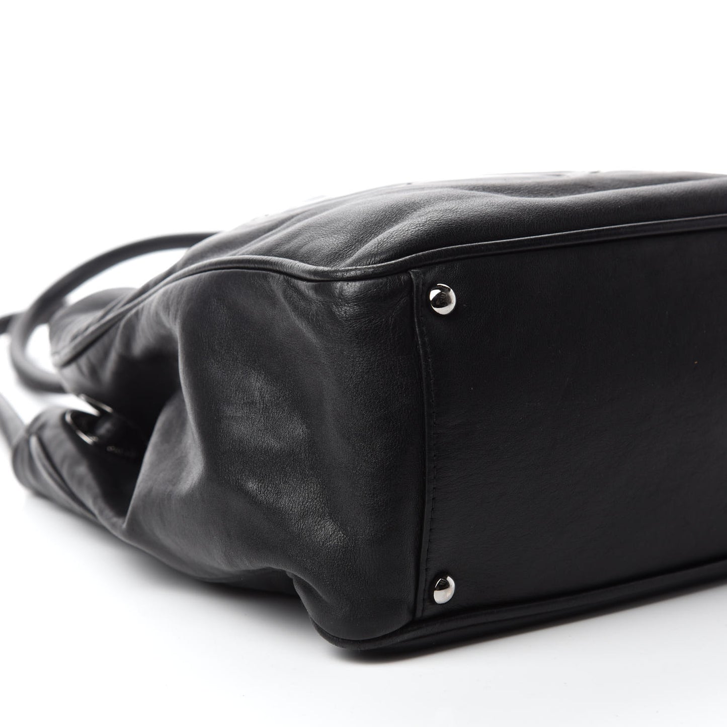 Lambskin Patent Calfskin Camellia Tote Black