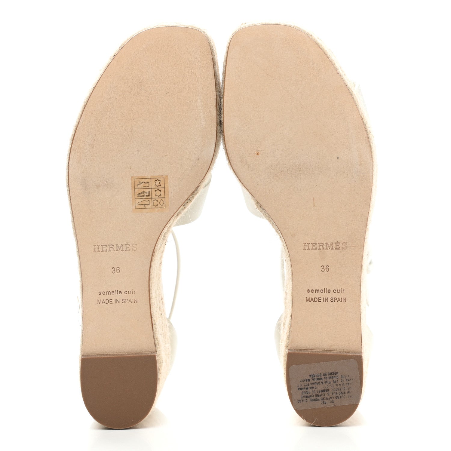 Hermes Goatskin Elda Espadrille Wedge Sandals 36 White 5 of 9