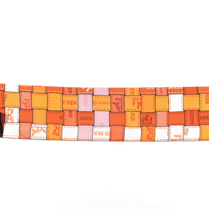 Hermes Silk Bolduc Au Carre Twilly Orange Blanc Vieux 3 of 6
