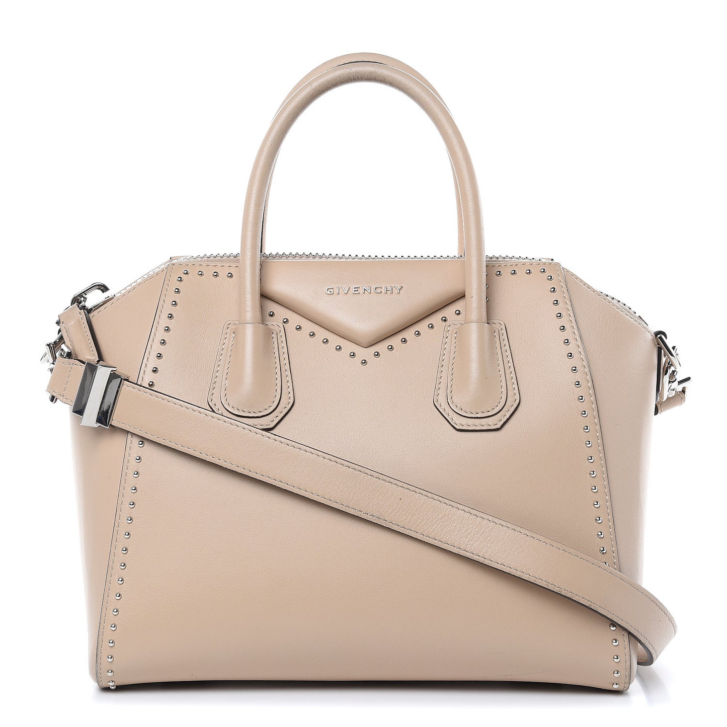 Calfskin Small Studded Antigona Nude