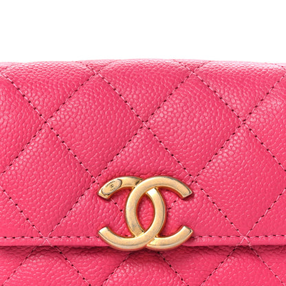 Chanel Shiny Caviar Quilted Chain Melody Belt Bag Dark Pink 9 of 12
