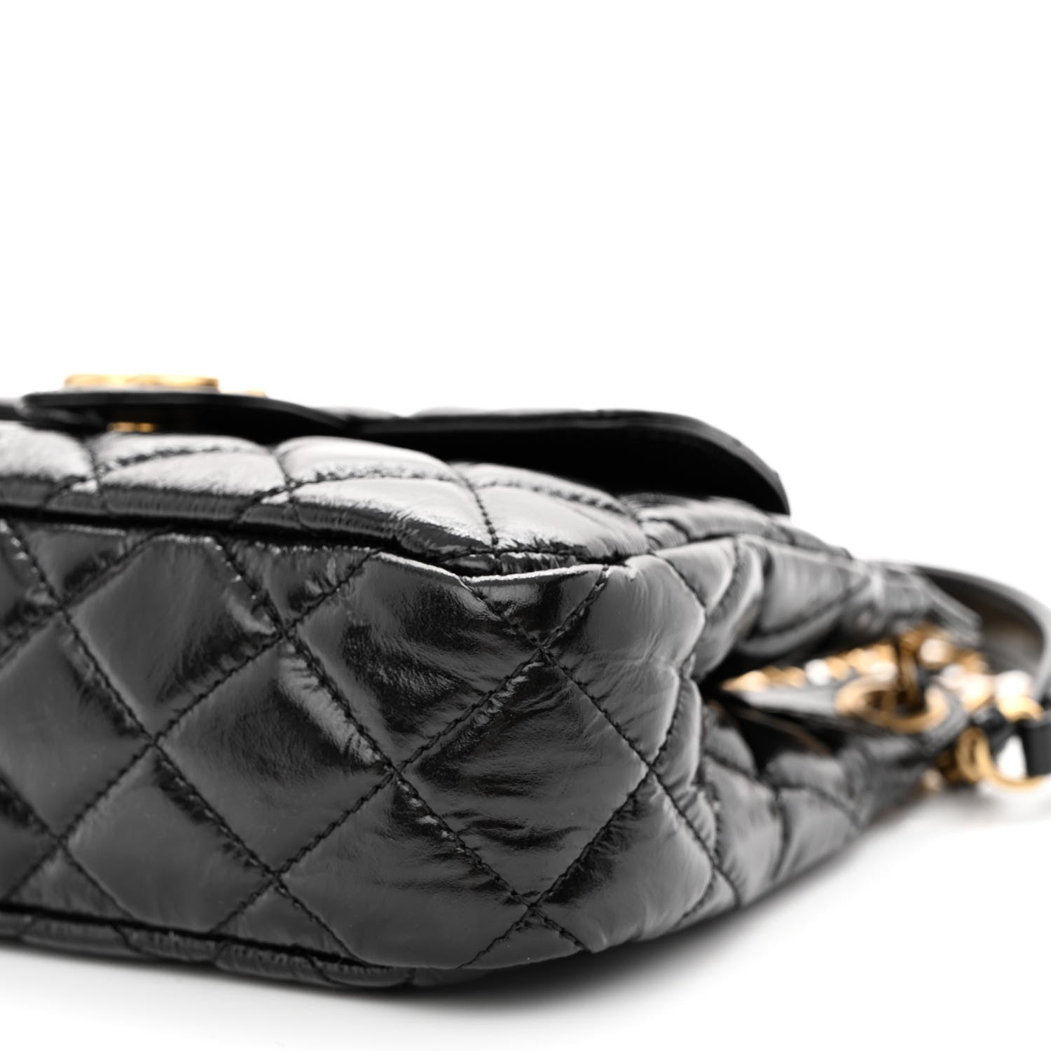 Chanel Shiny Crumpled Calfskin Quilted Small Wavy CC Hobo Black 10 of 10