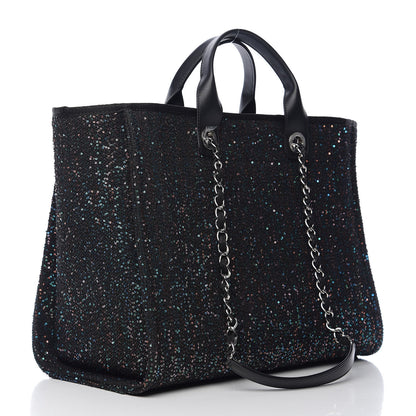 Chanel Calfskin Sequin Medium Deauville Tote Black 2 of 10