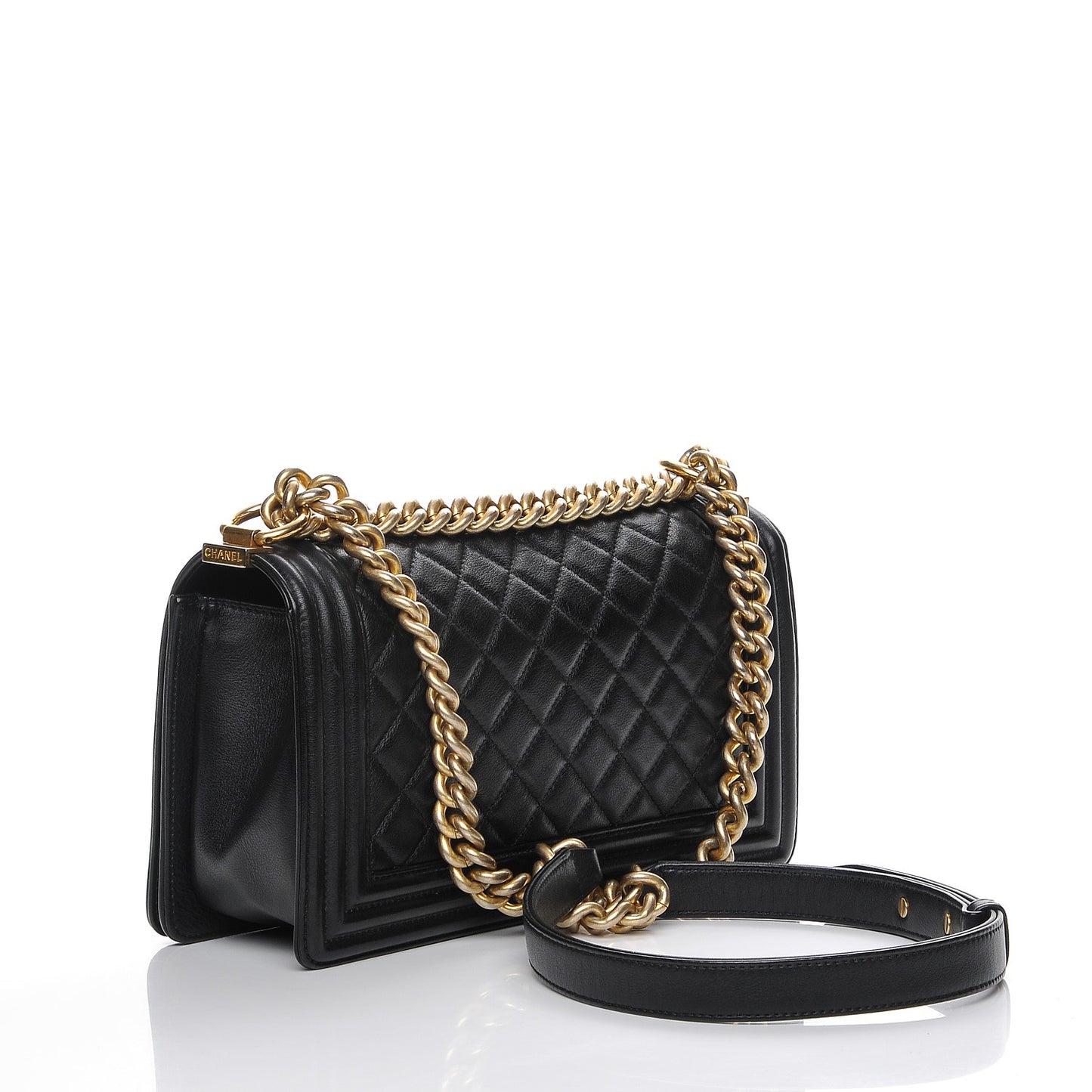 Calfskin Quilted Medium Boy Flap Black