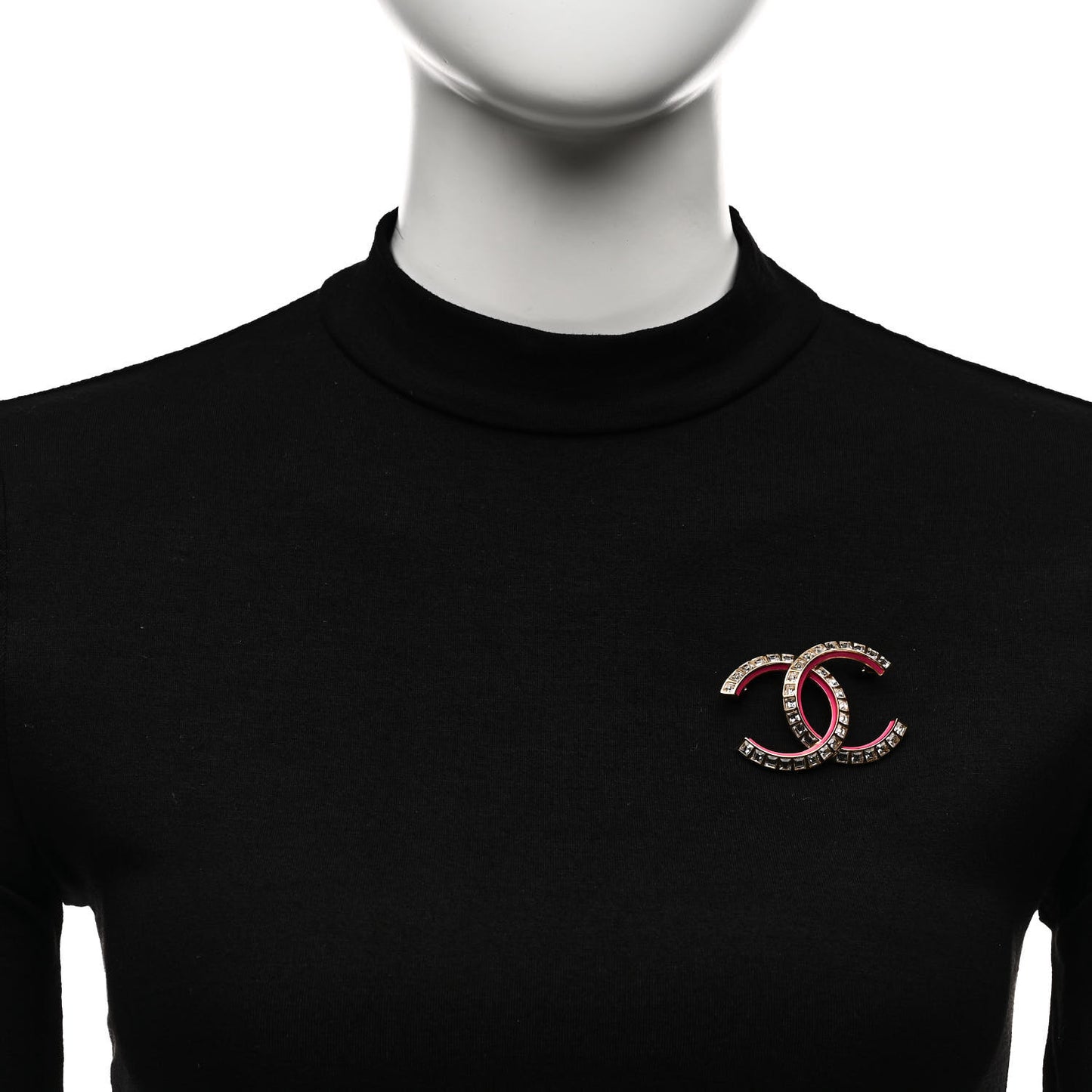 Baguette Crystal CC Brooch Gold Pink