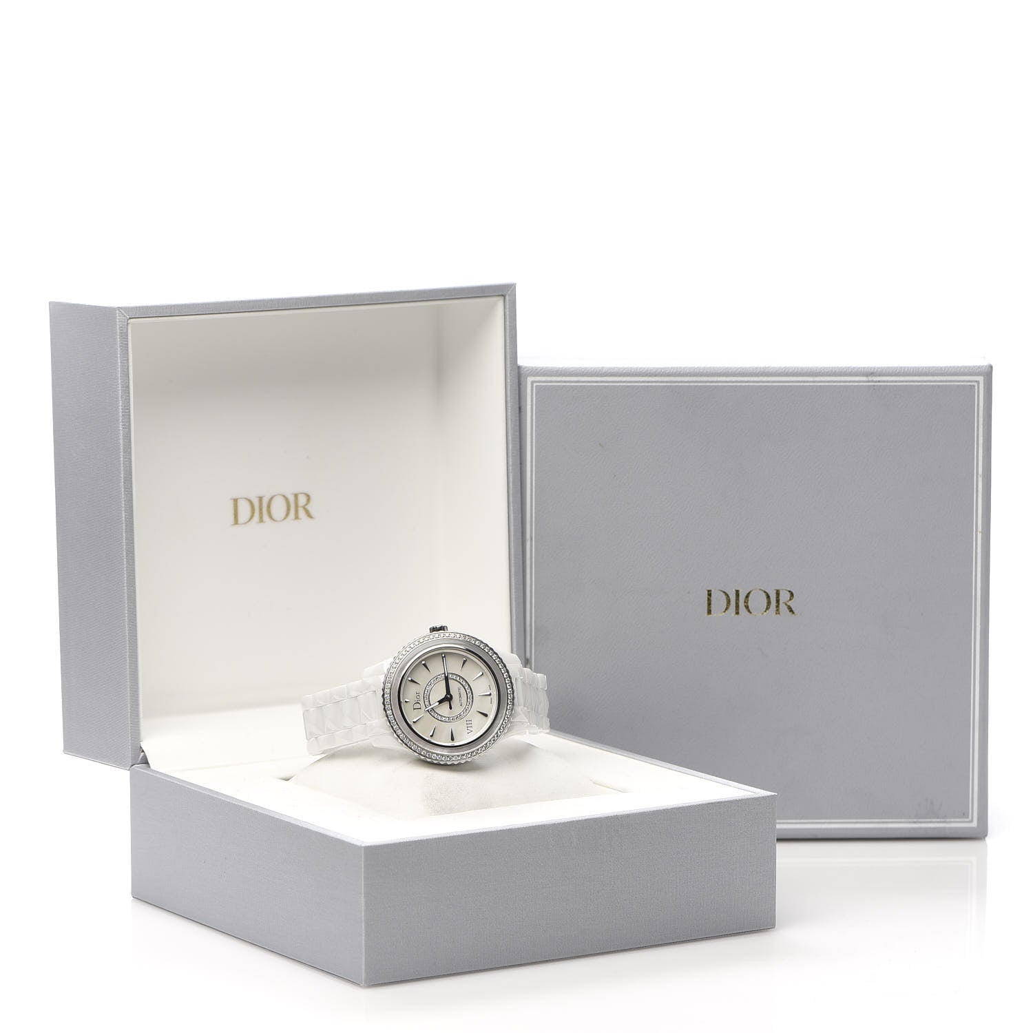 Christian Dior Stainless Steel Ceramic Diamond Bezel Mother of Pearl 38mm Dior VIII Automatic Watch White 7 of 7