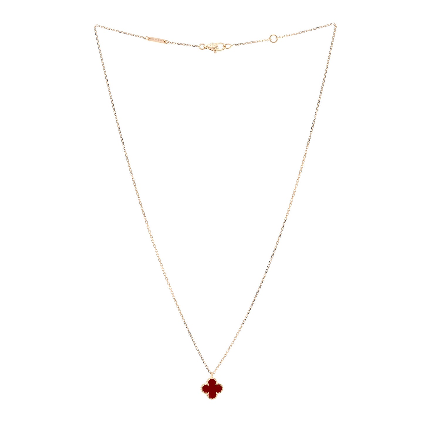 18K Rose Gold Carnelian Sweet Alhambra Pendant Necklace