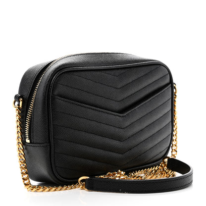 Saint Laurent Grain De Poudre Matelasse Monogram Mini Lou Camera Bag Black 2 of 6