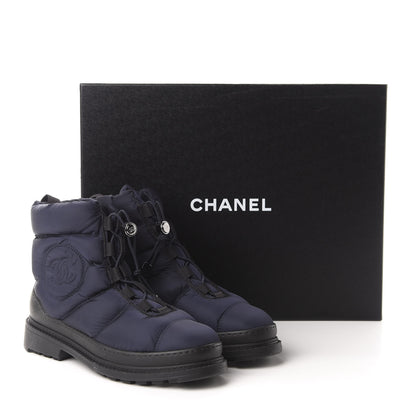 Chanel Nylon CC Short Boots 37.5 Navy Black 8 of 8