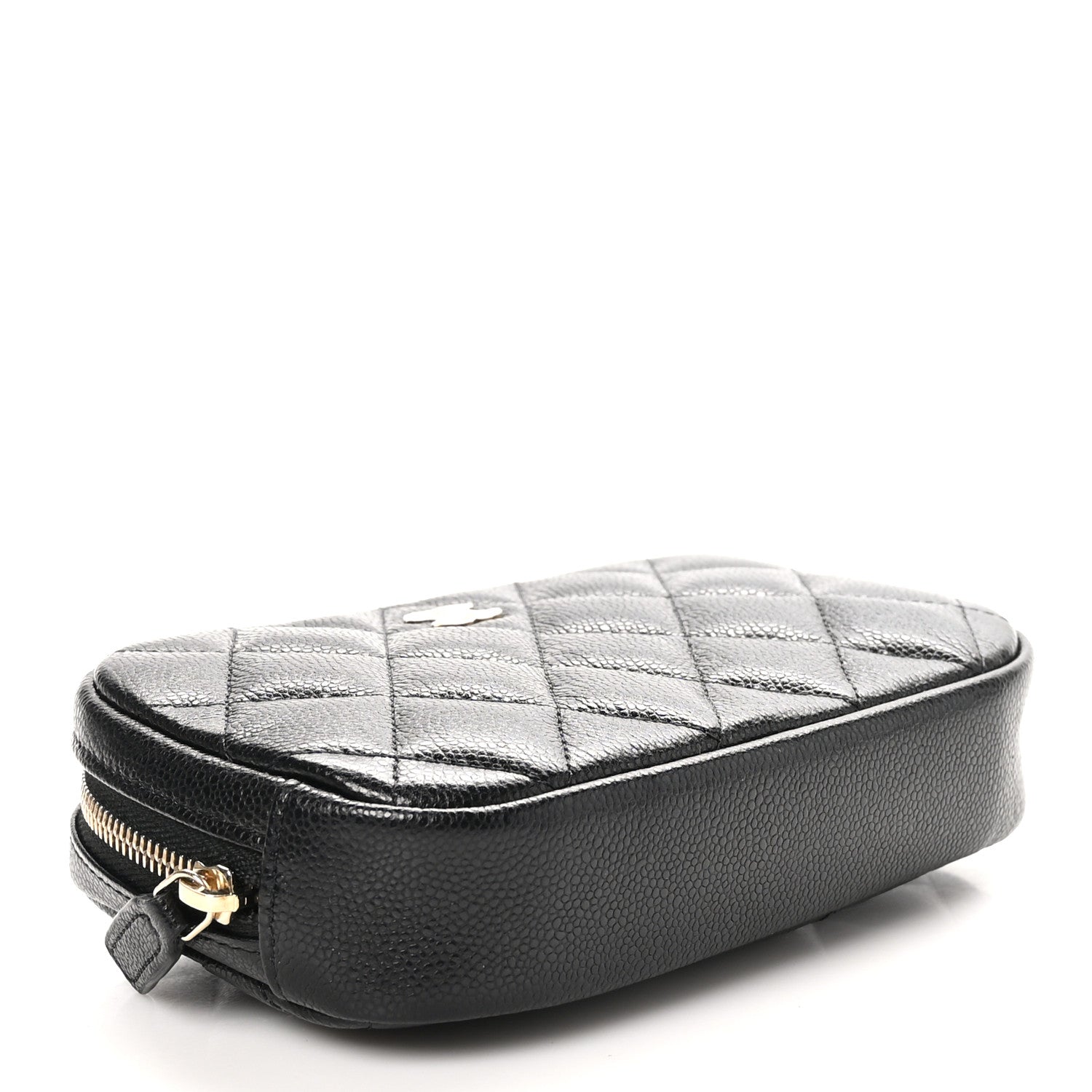 Chanel Caviar Quilted Small Curvy Pouch Cosmetic Case Black 4 of 10