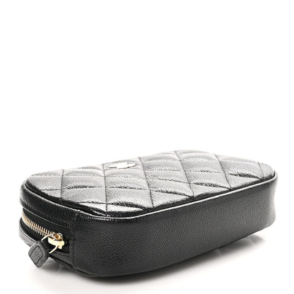 Chanel Caviar Quilted Small Curvy Pouch Cosmetic Case Black 4 of 10
