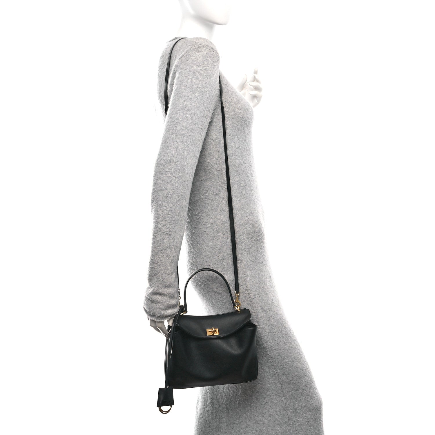 Balenciaga Natural Smooth Calfskin Mini Rodeo Top Handle Handbag Black 2 of 9