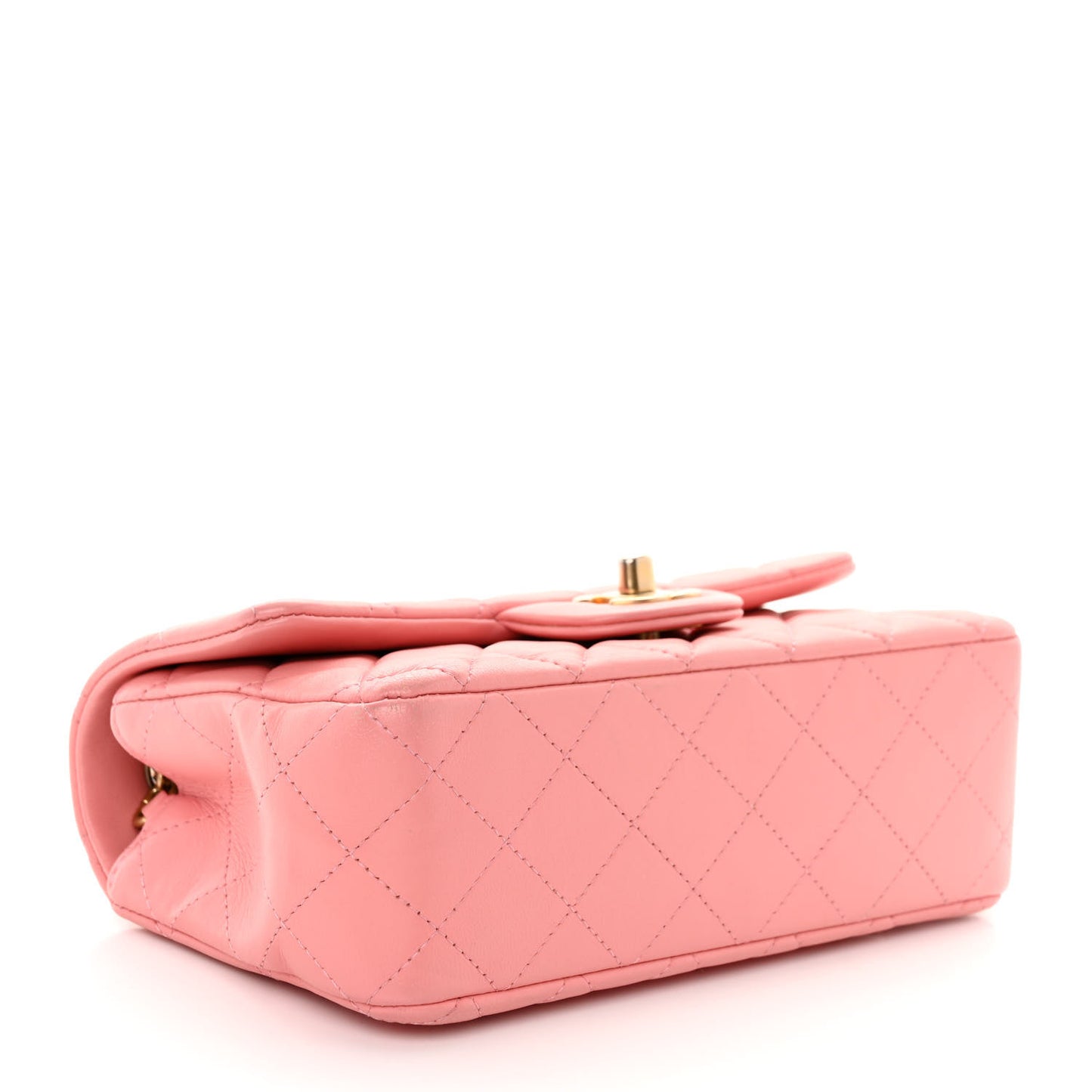 Lambskin Quilted Mini Rectangular Flap Light Pink