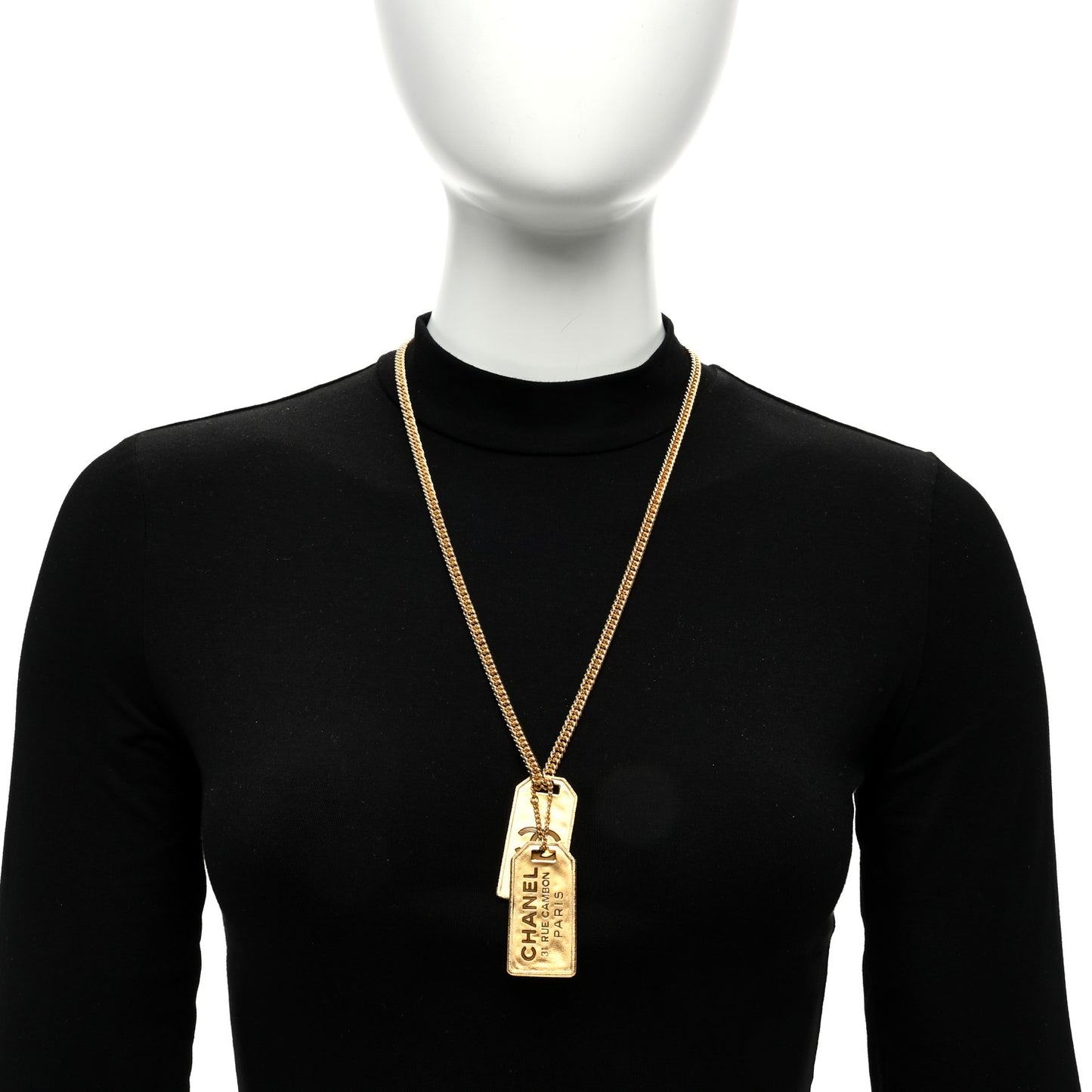ID Dog Tag Charm Necklace Gold