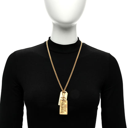 Chanel ID Dog Tag Charm Necklace Gold 3 of 4