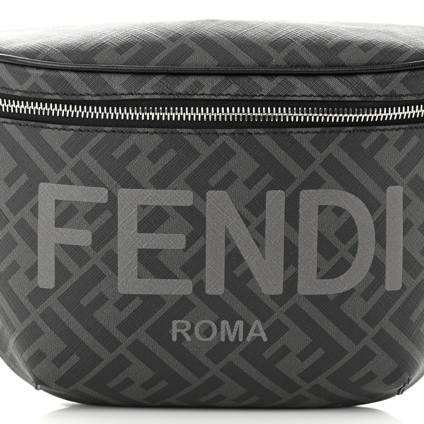 Shiny Glazed Fabric Vitello Cover FF 1974 Logo Belt Bag Black