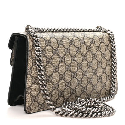 Gucci GG Supreme Monogram Suede Crystal Small Dionysus Shoulder Bag Beige Ebony Black Beige Ebony Black 2 of 10