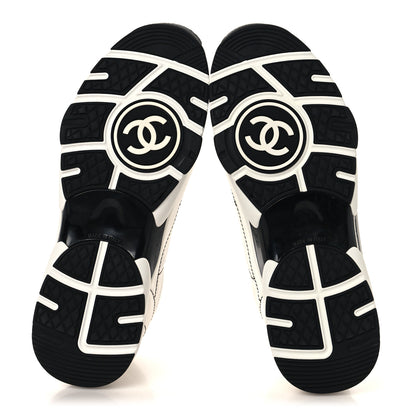 Chanel Cotton Womens CC Sneakers 39.5 White Black 6 of 10