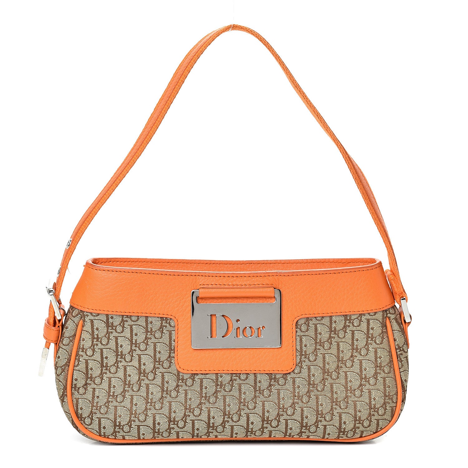 Christian Dior Monogram Shoulder Bag Orange Beige 1 of 11