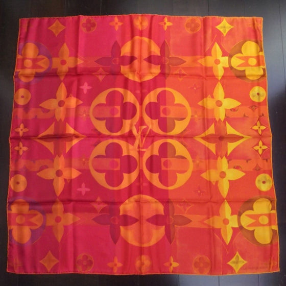 Louis Vuitton Silk Monographic Carre Scarf Orange 1 of 5