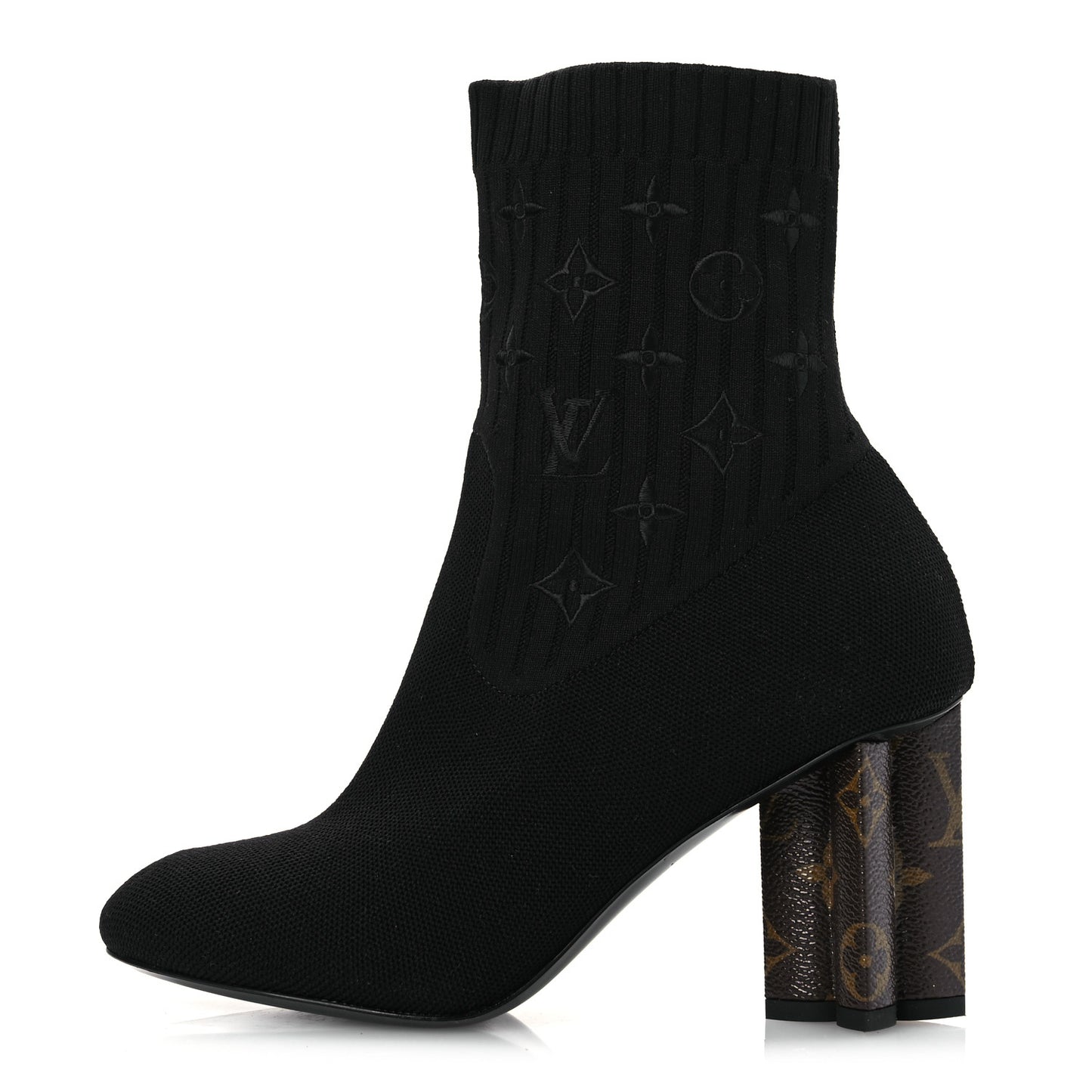Monogram Stretch Fabric Silhouette Ankle Boots 37.5 Black