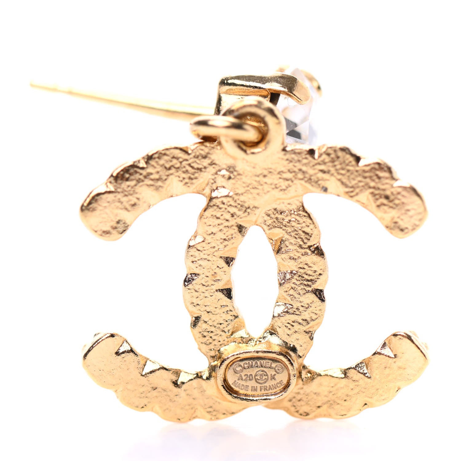 Chanel Resin Crystal Pearl CC Drop Earrings Gold Black 4 of 5