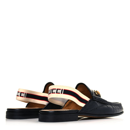 Gucci Goatskin Stripe Mens Horsebit Slingback Slippers 7.5 Black 4 of 8