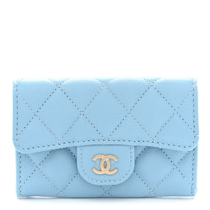 Chanel Caviar Quilted Flap Card Holder Wallet Light Blue 1 of 9