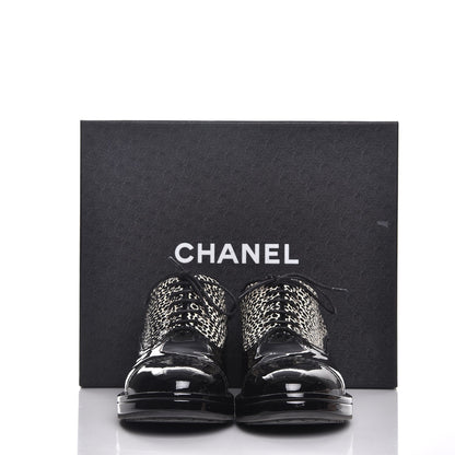 Chanel Patent CC Lace Up Oxfords 40 Black White 9 of 9