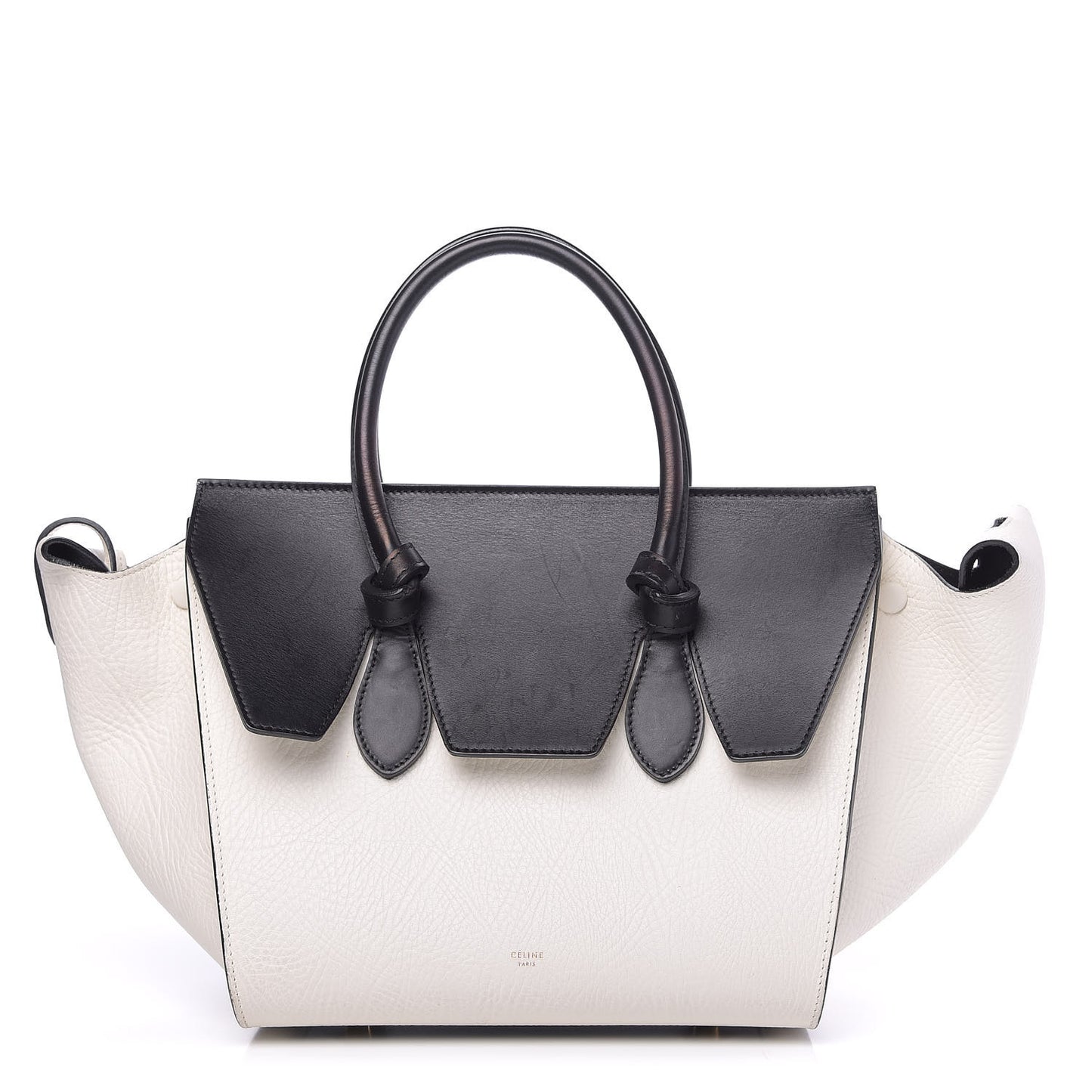 Elephant Calfskin Bi-Color Medium Tie Knot Tote White Black