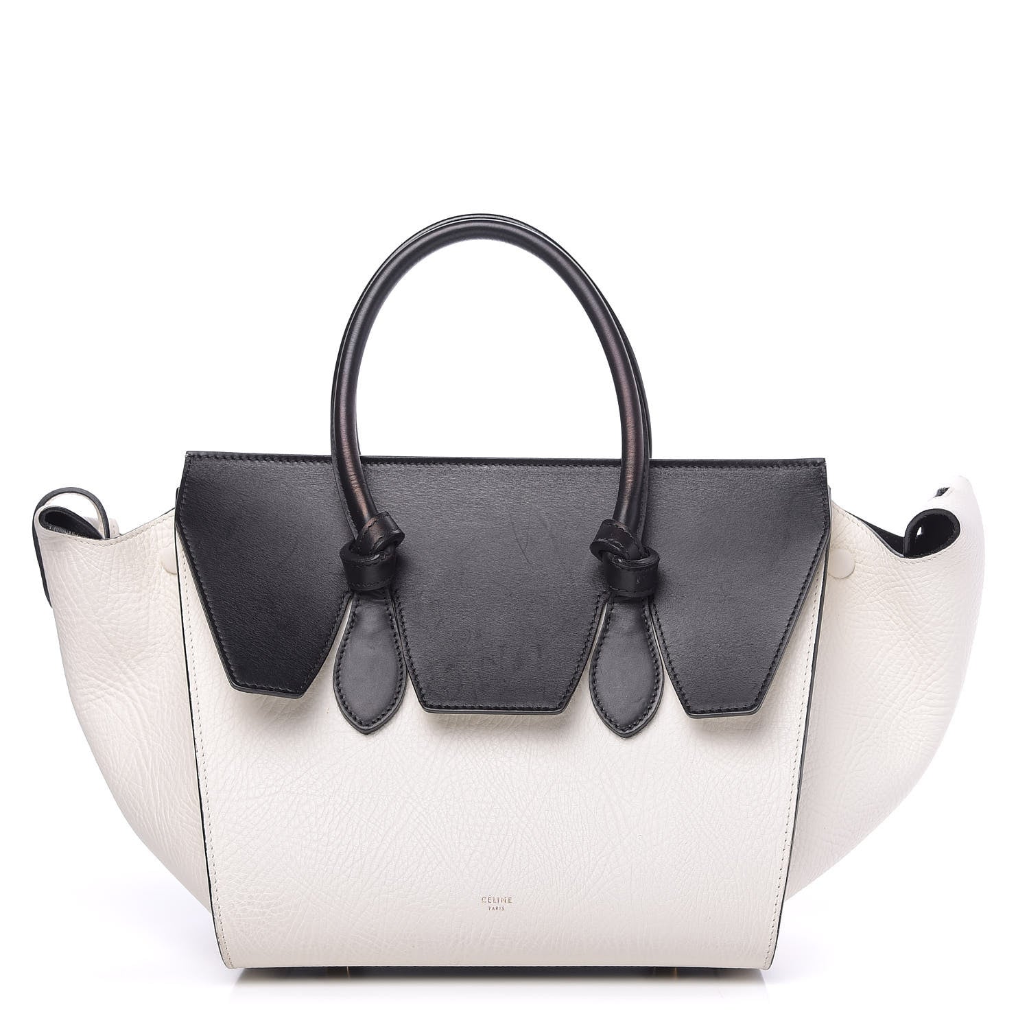 Celine Elephant Calfskin Bi-Color Medium Tie Knot Tote White Black 1 of 14