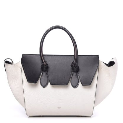Celine Elephant Calfskin Bi-Color Medium Tie Knot Tote White Black 1 of 14