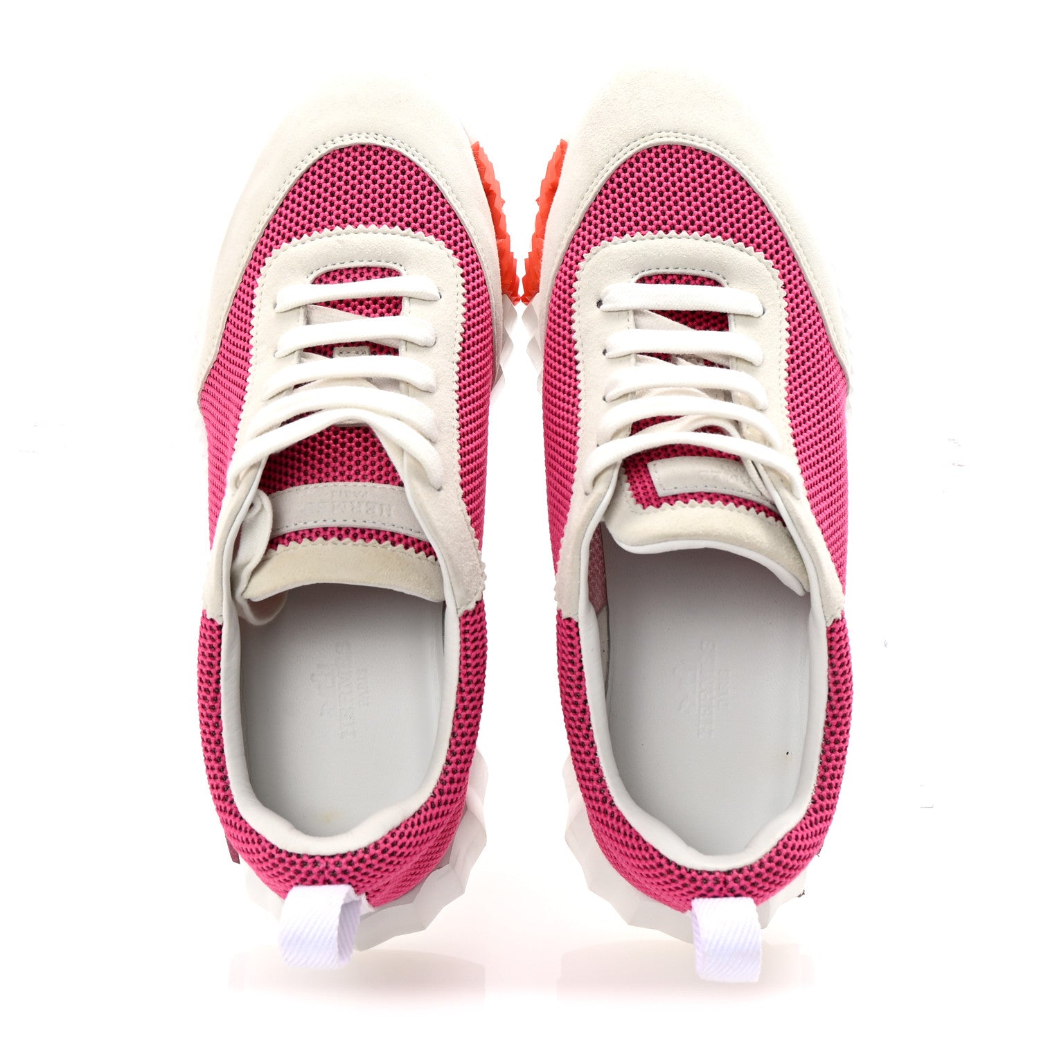 Hermes Air Mesh Suede Goatskin Bouncing Sneakers 38.5 Rose Multicolor 2 of 10