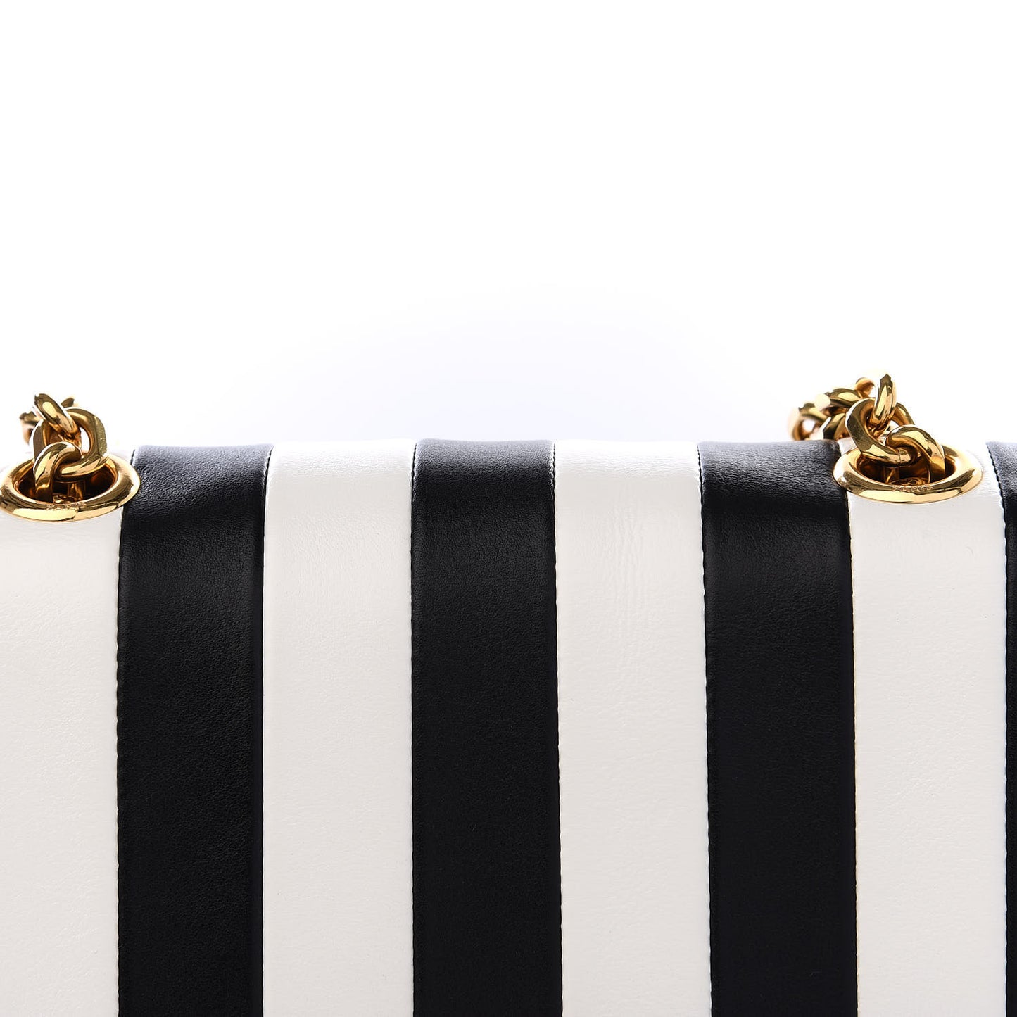 Shiny Calfskin Stripes Small C Bag Black