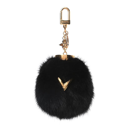 Louis Vuitton Mink Fur Bubble V Bag Charm Key Holder Black 1 of 4