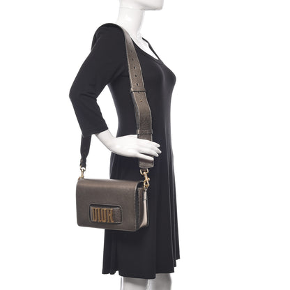 Christian Dior Metallic Grained Calfskin Dio(r)evolution Flap Bag Black Gold 2 of 10
