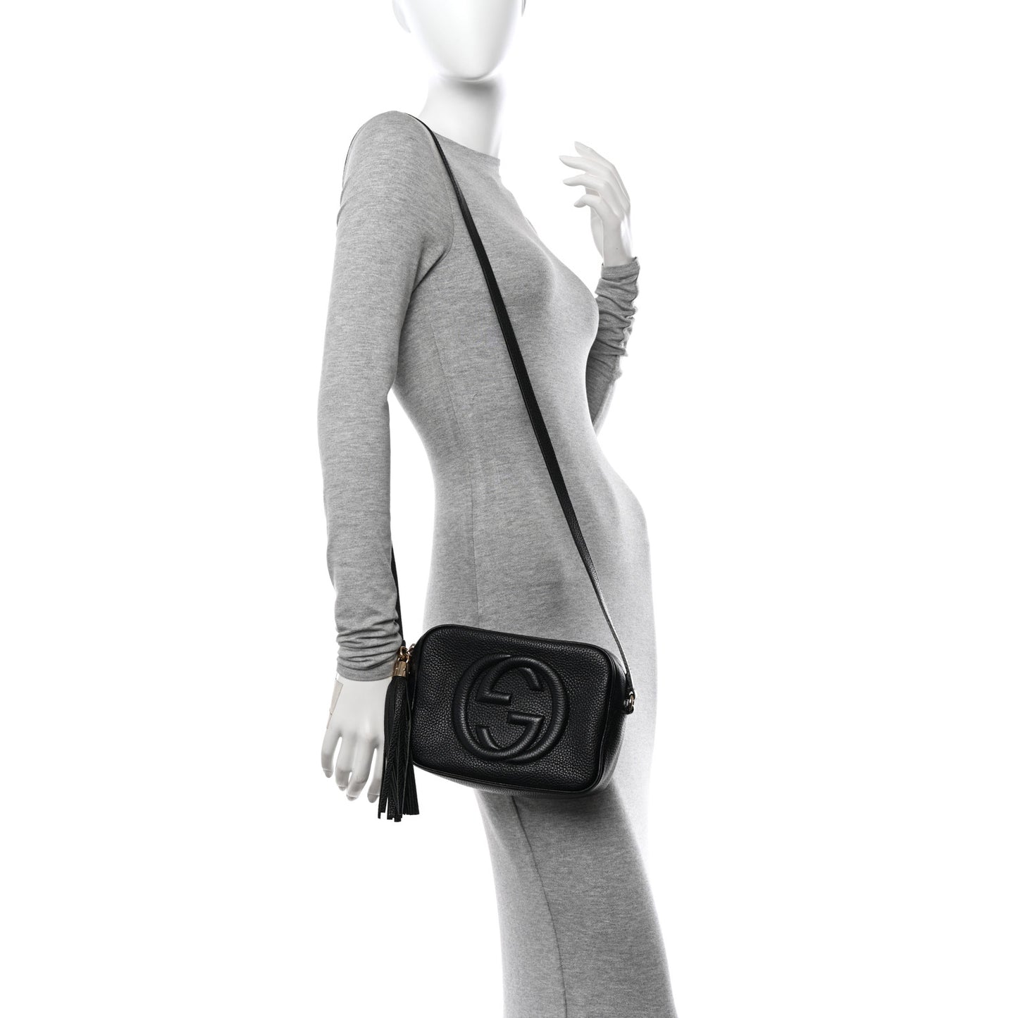 Pebbled Calfskin Small Soho Disco Bag Black