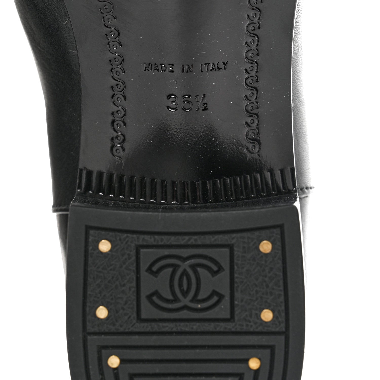 Chanel Calfskin CC Logo Mid Calf Boots 36.5 Grey Black 8 of 8