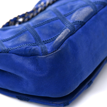 Chanel Suede Diamond Embellished Medium Single Flap Blue 10 of 18