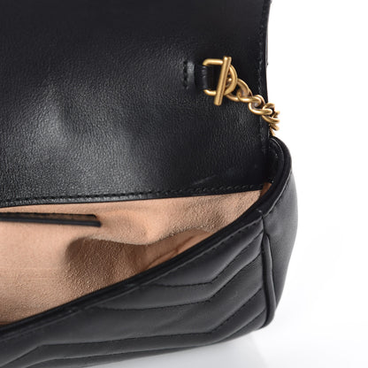 Gucci Calfskin Matelasse Super Mini GG Marmont Shoulder Bag Black 8 of 11