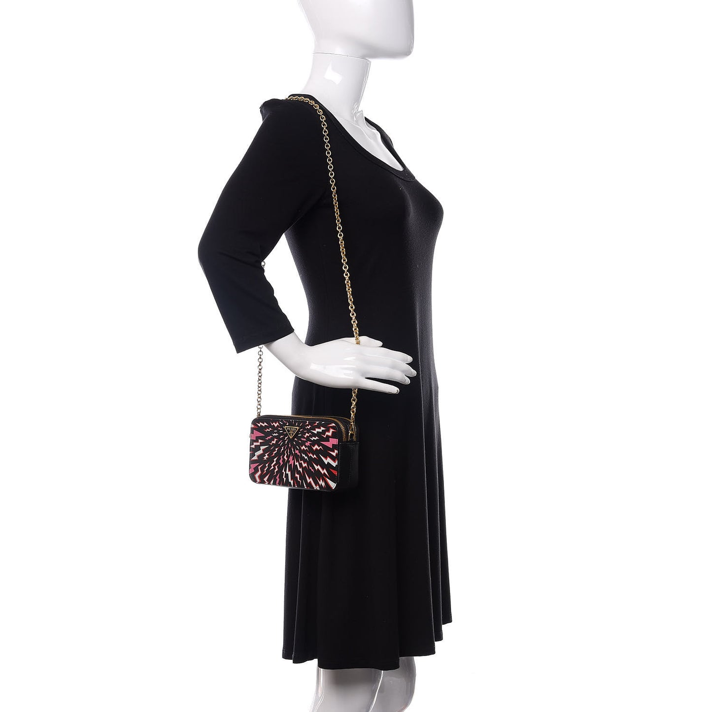 X UNIVERSAL STUDIOS Saffiano Thunder Frankenstein Mini Double Zip Chain Crossbody Bag Lacca