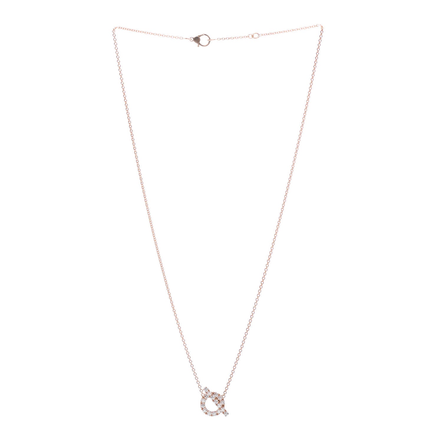 Hermes 18K Rose Gold Diamond Finesse Pendant Necklace 3 of 6