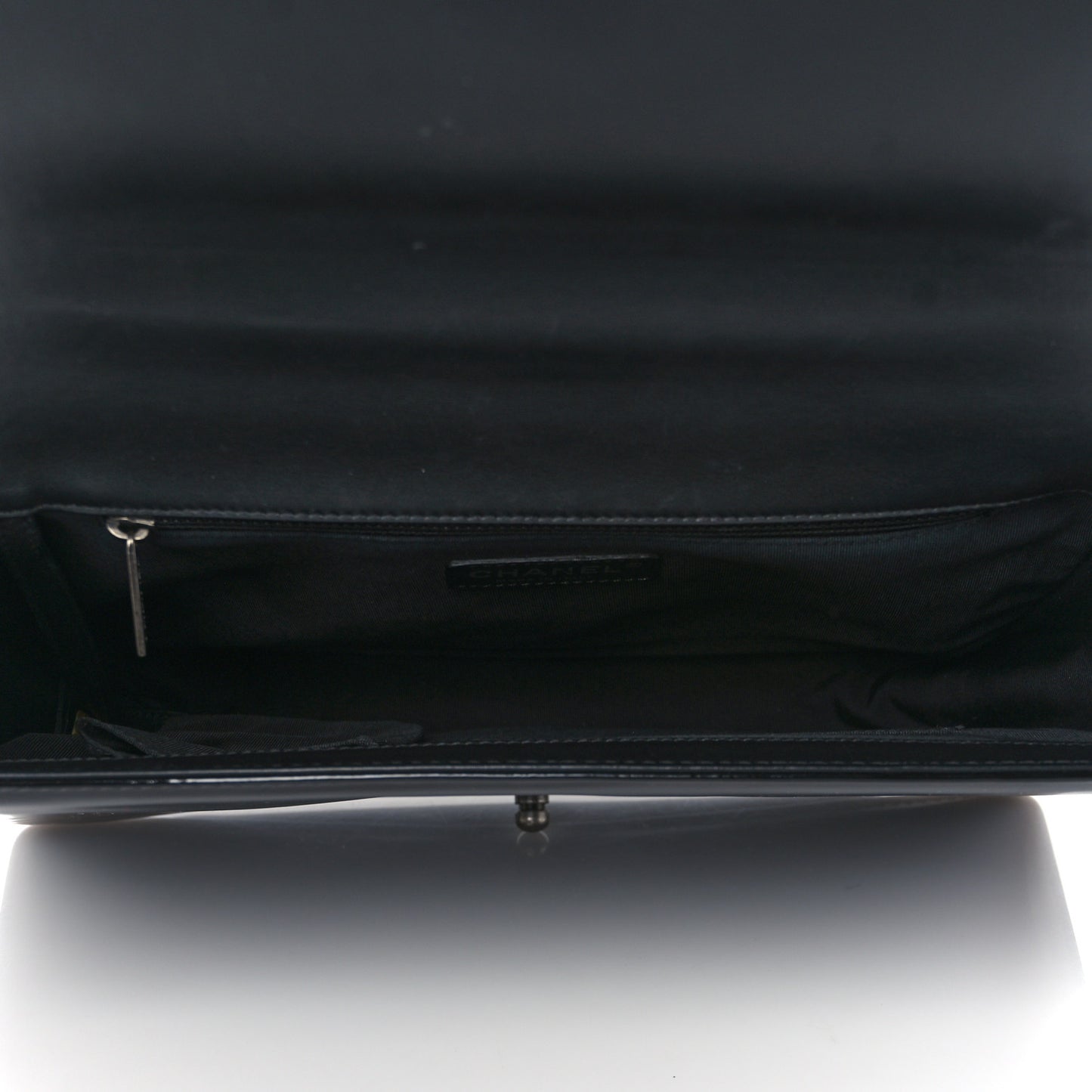 Patent Quilted Large Boy Flap Black